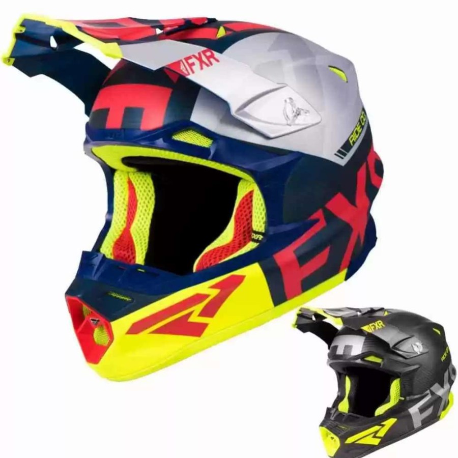 Snowmobile Helmets * | Fxr Racing F19 Blade 2.0 Carbon Evo Mens Snowmobile Helmets Black/Hi-Vis