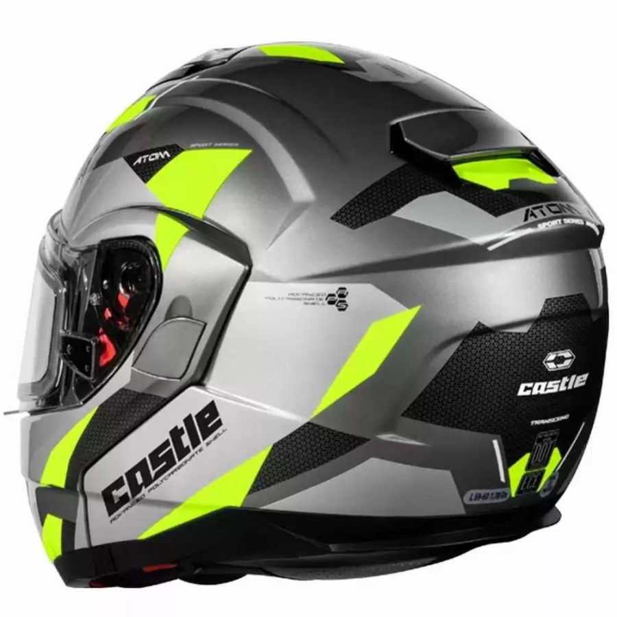 Snowmobile Helmets * | Castle X Atom Sv Transcend Electric Mens Snowmobile Helmets Black