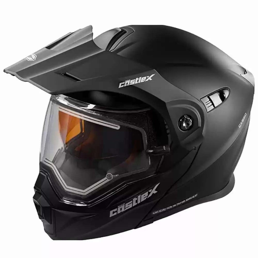 Snowmobile Helmets * | Castle X Snowmobile Mens Cx950 V2 Solid Matte Black Electric Helmet