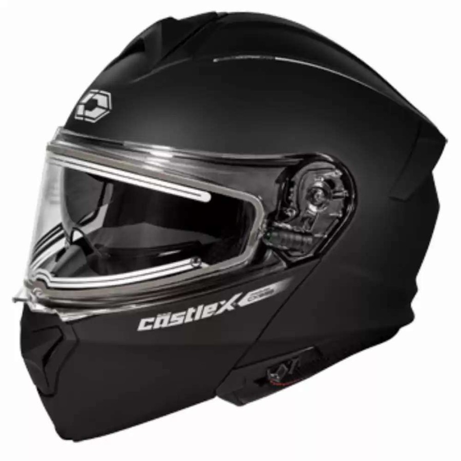 Snowmobile Helmets * | Castle X Snowmobile Mens Cx390 Solid Electric Matte Black Helmet