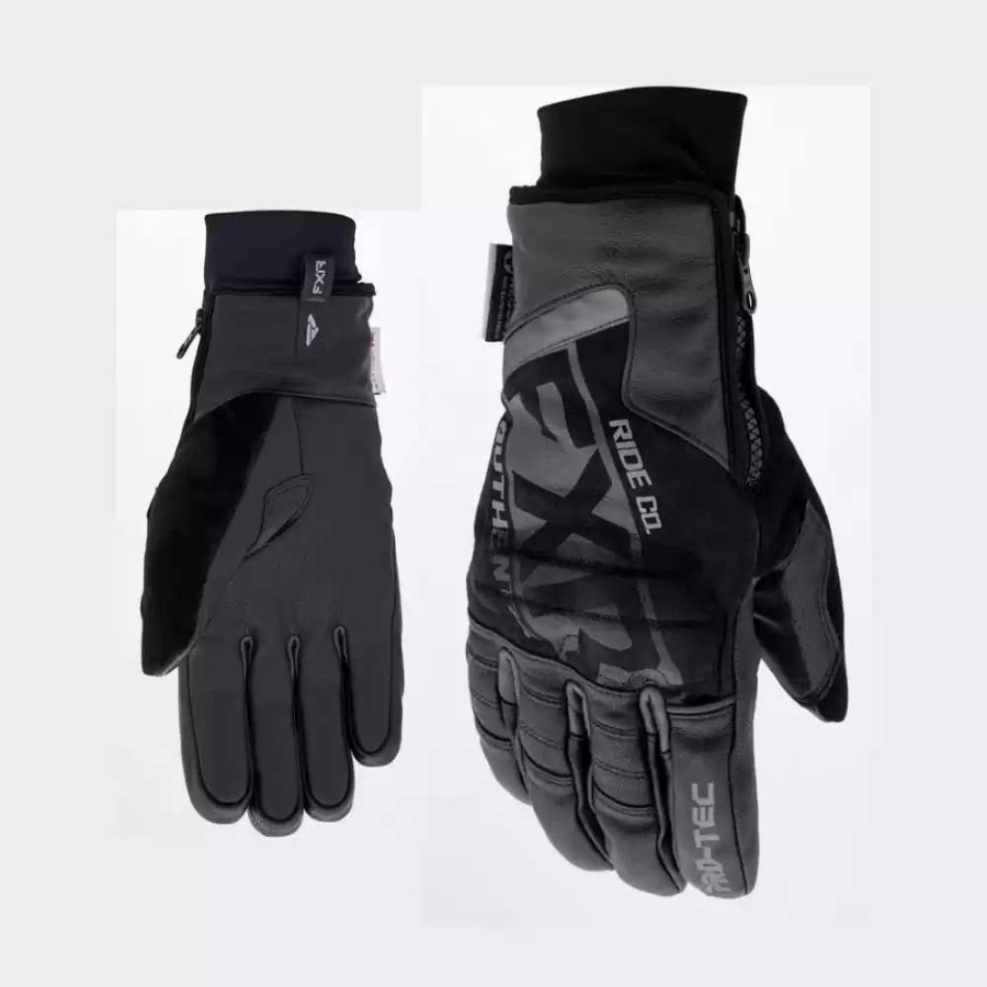 Snowmobile Gloves * | Fxr Mens Pro-Tec Leather Black Gloves