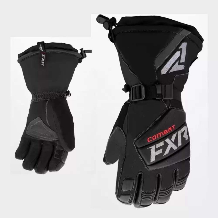 Snowmobile Gloves * | Fxr Mens Leather Gauntlet Black Gloves