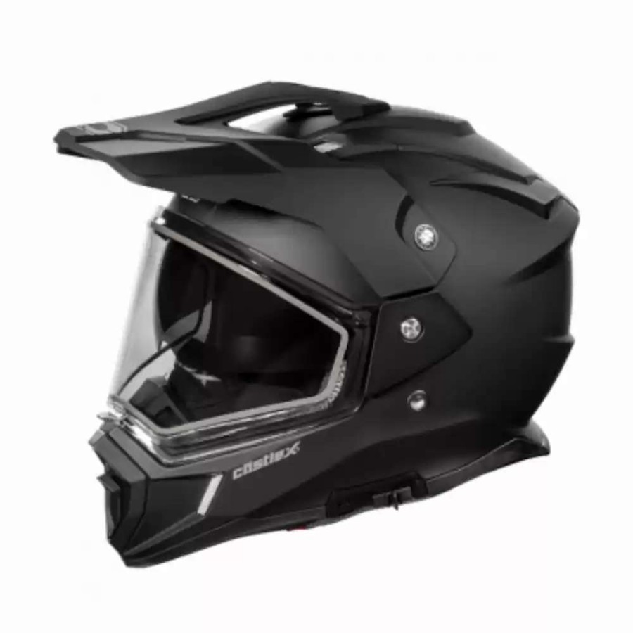 Snowmobile Helmets * | Castle X Snowmobile Mens Cx200 Solid Matte Black Dual Sport Helmet