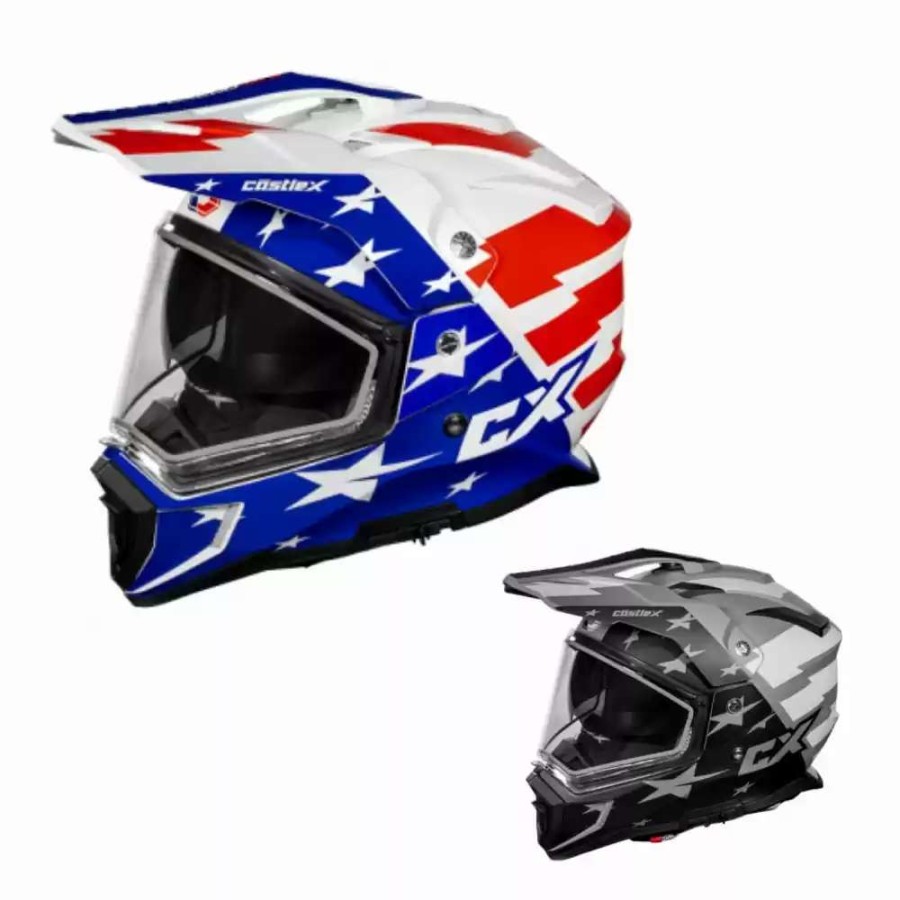 Snowmobile Helmets * | Castle X Snowmobile Mens Cx200 Liberty Electric Dual Sport Helmet