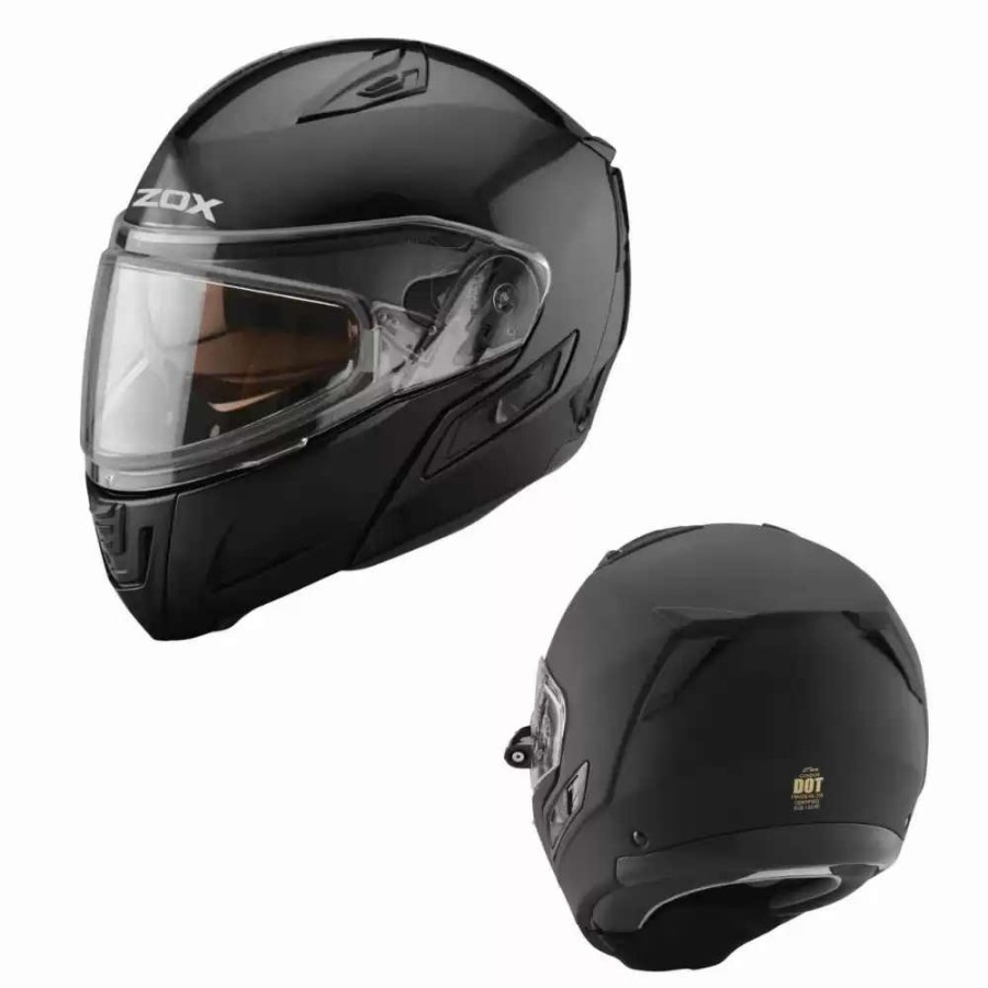 Snowmobile Helmets * | Zox Helmets Condor Svs Matte Black Electric Faceshield Snow Helmet