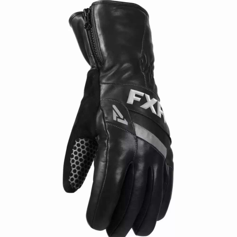 Snowmobile Gloves * | Fxr Racing F20 Leather Short Cuff Mens Snowmobile Glove Black