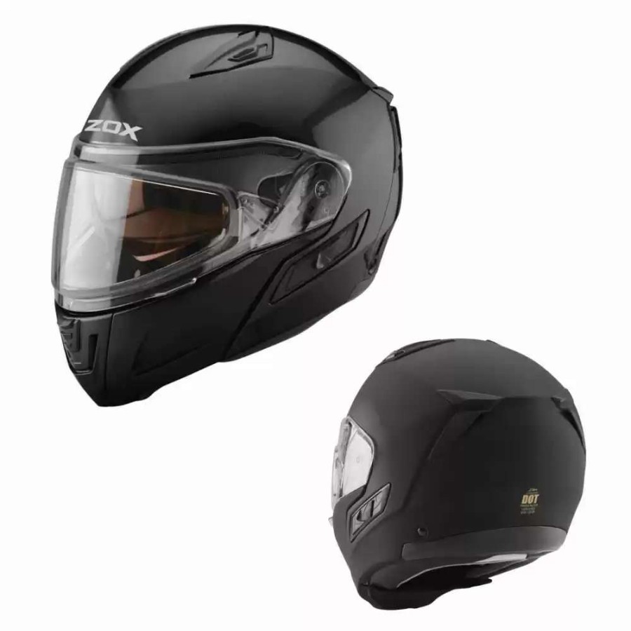 Snowmobile Helmets * | Zox Helmets Condor Svs Matte Black Double Faceshield Snow Helmet