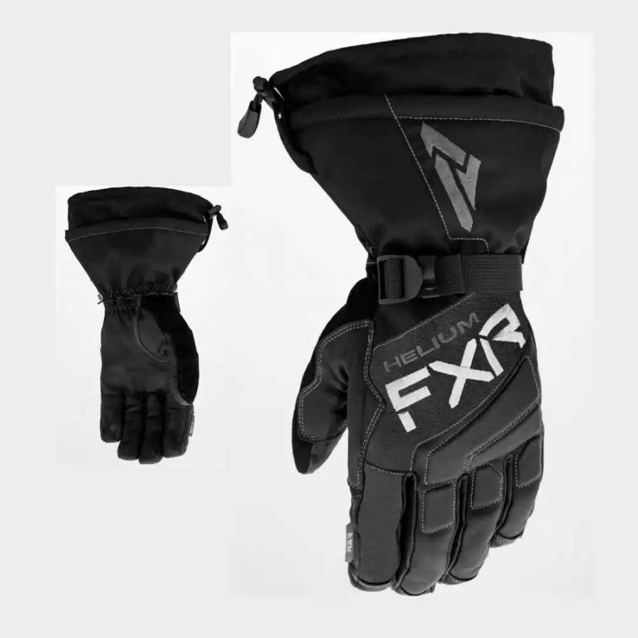 Snowmobile Gloves * | Fxr Mens Hybrid Helium Leather Gauntlet Black/Char Gloves