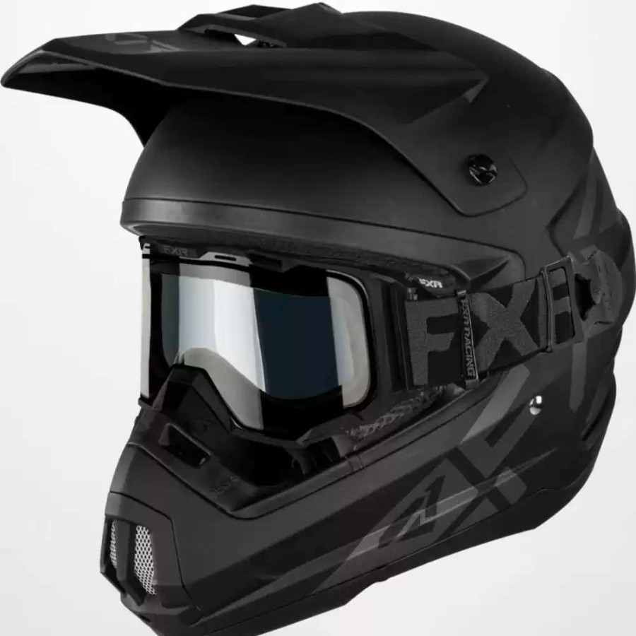 Snowmobile Helmets * | Fxr Mens Torque Cold Stop Qrs Snowmobile Black Ops Helmet