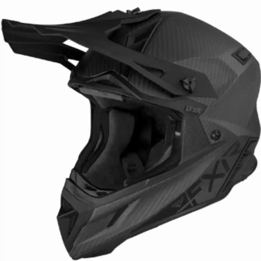 Snowmobile Helmets * | Fxr Mens Helium Carbon With D-Ring Snowmobile Helmets Black