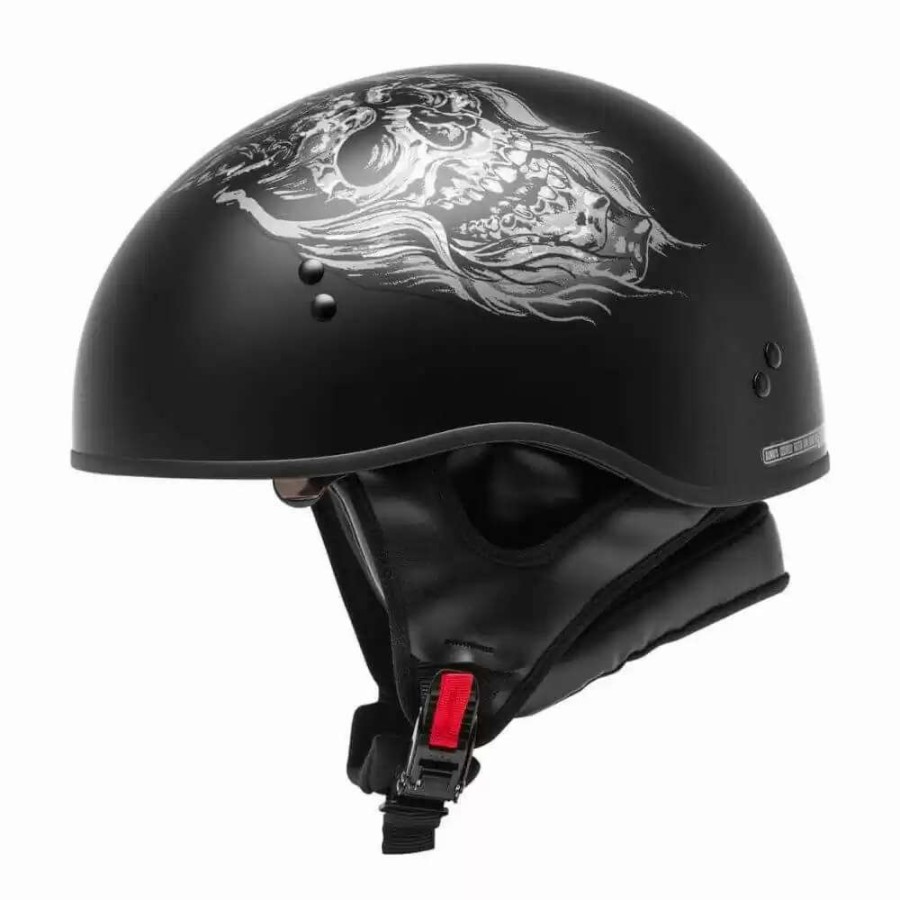 Snowmobile Helmets * | Gmax Hh-65 Naked Ghost/Rip Half Helmet Matte Black/Silver