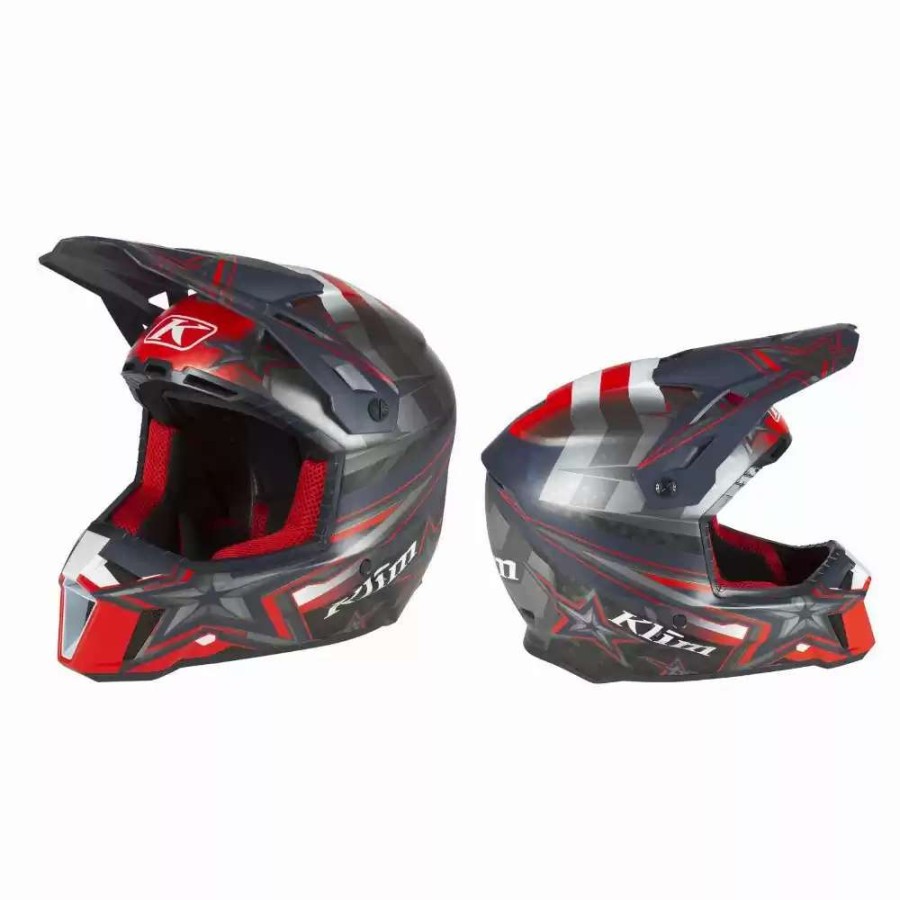 Snowmobile Helmets * | Klim F3 Carbon Ece Mens Snowmobile Patriot-We The People Helmet