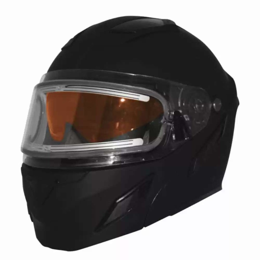 Snowmobile Helmets * | Zox Helmets Brigade Svs Matte Black Electric Faceshield Snow Helmet