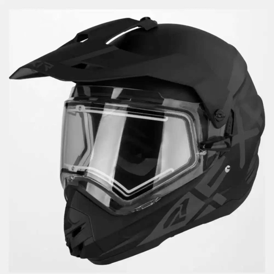 Snowmobile Helmets * | Fxr Mens Torque X Prime Black Helmet With E Shield & Sun Shade